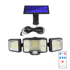 Lámpara solar de pared con control remoto, luz LED con sensor de triple rotación, luz de inundación