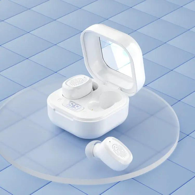 With Charging Bin Stereo Wireless Bluetooth Earphones, Style:, BY18 Digital Display White