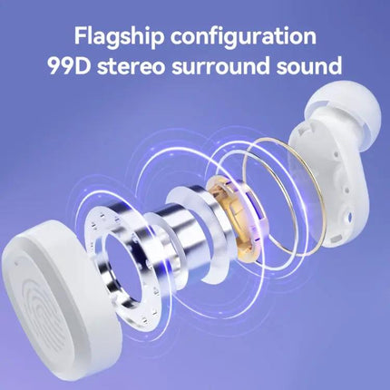 With Charging Bin Stereo Wireless Bluetooth Earphones, Style:, BY18 Digital Display White