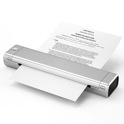Bluetooth Handheld Thermal Printer for Portable Document Use portable silver mobile printer printing A4 document via Bluetooth