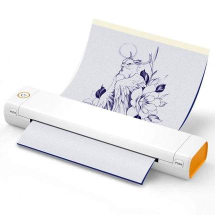 Bluetooth Handheld Thermal Printer for Portable Document Use printing floral sketch on A4 paper, compact Bluetooth mobile printer