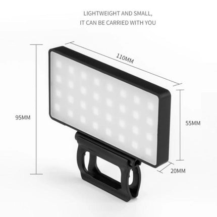 Compact Light for Outdoor Photography and Live Streaming - portable rectangular LED video light with clip mount, 110mm x 55mm, ideal for vlogging and sunset shoots