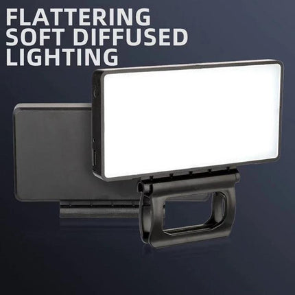 Compact Light for Outdoor Photography and Live Streaming mounted on a compact handle showing soft diffused lighting for vlogging and sunset shoots