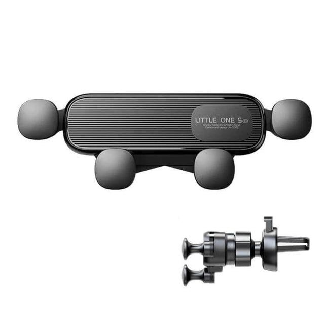 Black Vehicle Air Outlet Gravity Phone Holder For Cars - compact black car air vent phone mount for 4.7-7" smartphones, gravity-damped secure grip