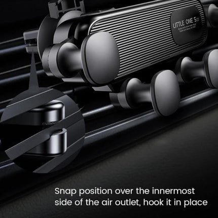 Black Vehicle Air Outlet Gravity Phone Holder For Cars compact black vent mount holding smartphone securely for navigation and hands-free use