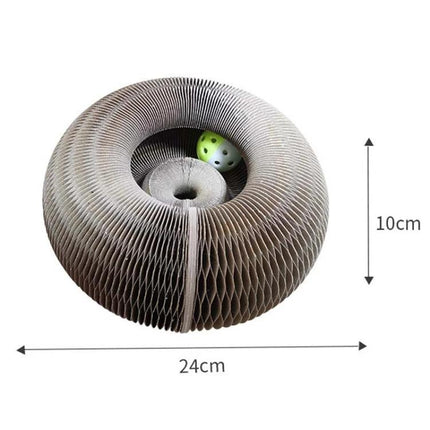 Versatile Organ-Shaped Scratching Board for Cats at Home - corrugated paper donut scratcher 24cm x 10cm with toy