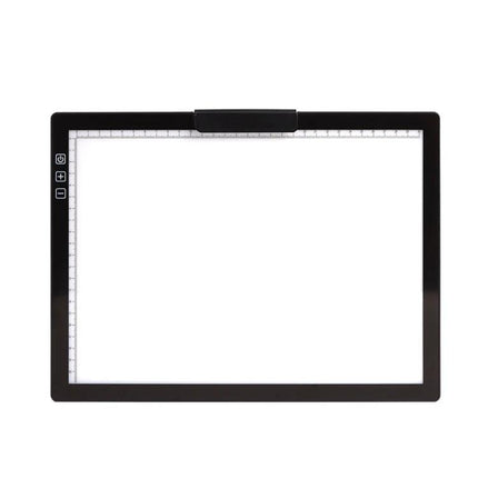 Portable Rechargeable A4 Drawing Board for Tracing Artworks showing slim wireless LED light pad with rulers and controls