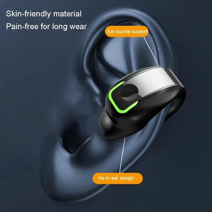 GD28 IPX4 Waterproof Single-ear Lightweight Clip Ear Bluetooth Earphone, GD28 Single Black, GD28 Single White showing clip over ear design