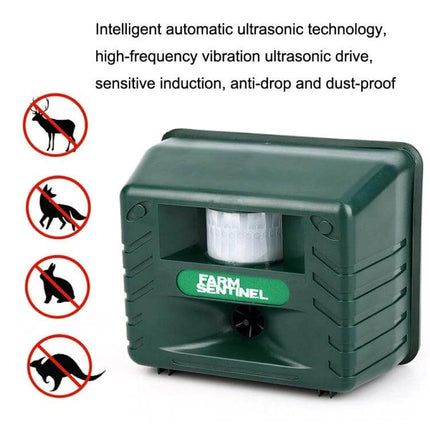 Garden Ultrasonic Rat and Snake Repeller for Outdoor Use weather-resistant ABS unit with infrared sensor and adjustable ultrasonic frequencies protecting gardens up to 300 m²