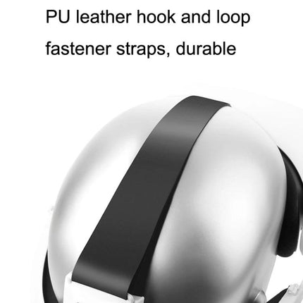 Hifylux Comfortable Adjustable Headband for Oculus Quest 2 VR Use showing PU leather hook and loop fastener strap on headset