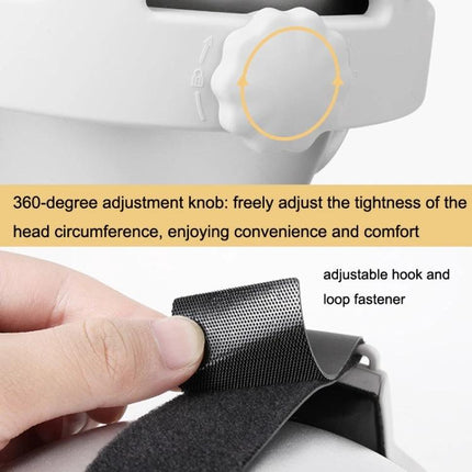 Hifylux Comfortable Adjustable Headband for Oculus Quest 2 VR Use showing 360-degree adjustment knob and hook-and-loop strap