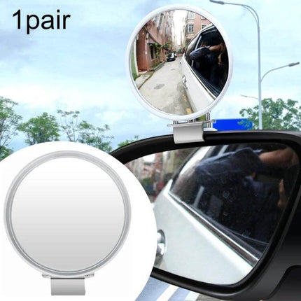 Car Rearview Mirror for Blind Spot Assistance in Black, White, Silver - ABS clip-on auxiliary mirror showing side view and blind spot