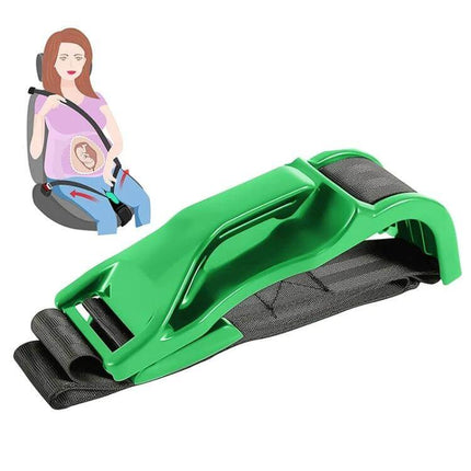 Pregnant Car Seat Belt Protector For Belly Comfort — green ABS plastic frame with polyester ribbon reducing belt pressure for expectant mothers