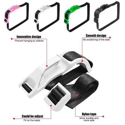 Pregnant Car Seat Belt Protector For Belly Comfort - white ABS plastic clip with black nylon strap, smooth design to relieve abdominal pressure