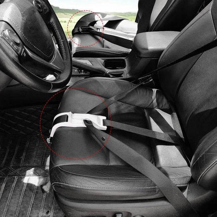 Pregnant Car Seat Belt Protector For Belly Comfort shown clipped on a car seat to redirect belt off the abdomen for expectant mothers