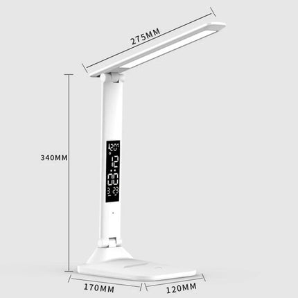Foldable Desk Lamp for Daily Home Work and Study Sessions — adjustable white LED lamp with digital display and measurements