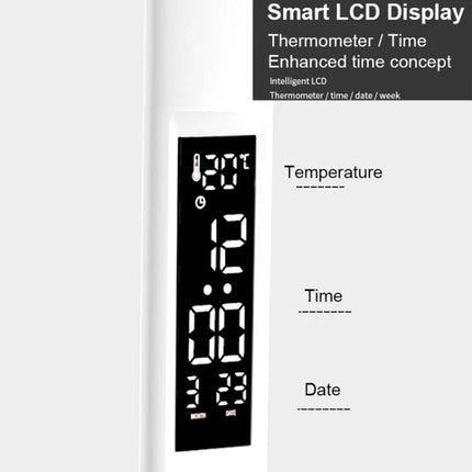 Foldable Desk Lamp for Daily Home Work and Study Sessions with smart LCD display showing temperature time and date