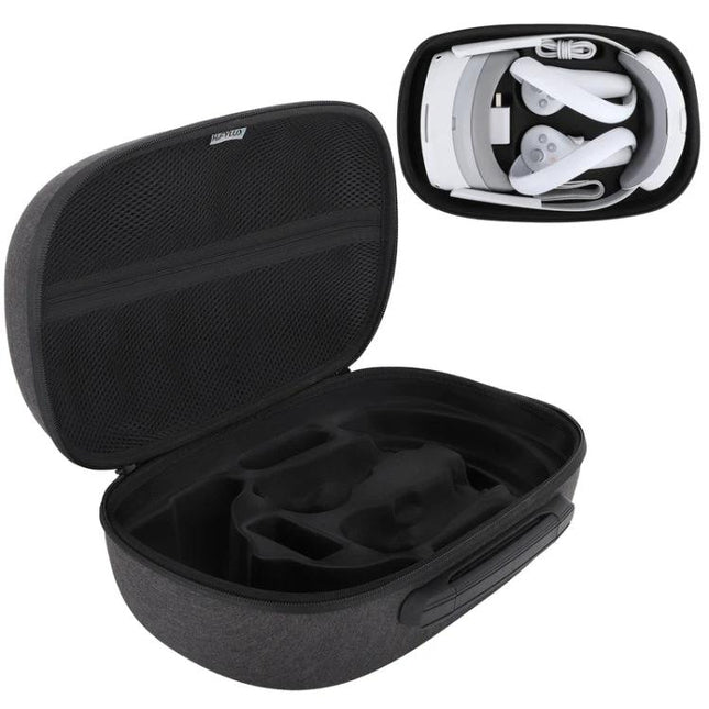 Durable Protective Bag for PICO 4 Hifylux VR Headset Storage with molded interior and compartments for headset, controllers and cables