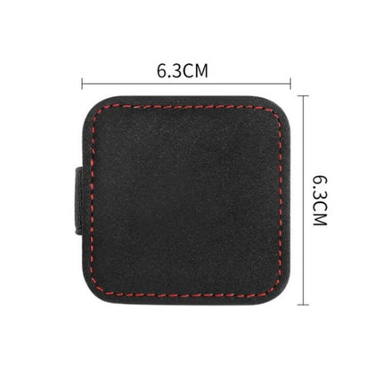 Car Seat Belt Limiter Elastic Adjuster Magnetic Fixation - 6.3x6.3cm black suede square with red stitching, magnetic tool-free installation