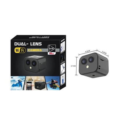 Wireless Dual Lens Camera for Home Security Monitoring compact dual-16MP WiFi camera with night vision and remote app access for indoor monitoring