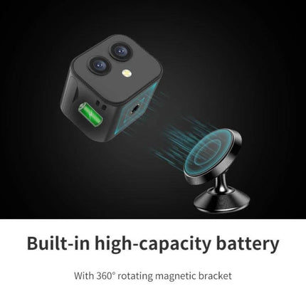 Wireless Dual Lens Camera for Home Security Monitoring - compact dual 16MP lens camera with magnetic 360° rotating mount and built-in high-capacity battery