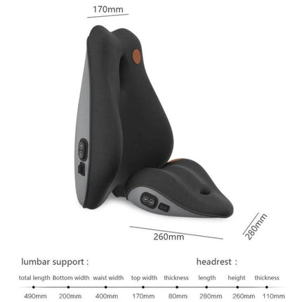Car Lumbar Cushion Headrest Memory Foam For Daily Driving - black 4D ring lumbar and headrest support for long drives and office use