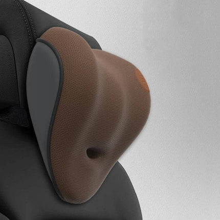 Car Lumbar Cushion Headrest Memory Foam For Daily Driving - brown 4D ring memory foam lumbar and headrest support for car seat