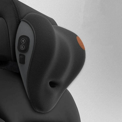 Car Lumbar Cushion Headrest Memory Foam For Daily Driving - black ergonomic lumbar pillow with 4D ring support and built-in control buttons