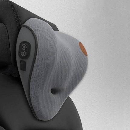 Car Lumbar Cushion Headrest Memory Foam For Daily Driving - gray memory foam lumbar pillow with 4D ring design and control buttons mounted on car seat