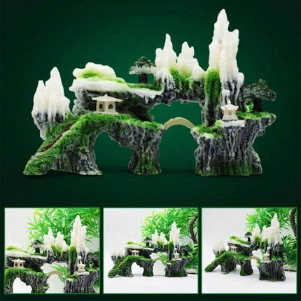 Stone Fish Tank Landscape Simulation Resin Aquarium Ornament Cave Mountain C realistic resin rock cave mountain ornament with arches and mossy details