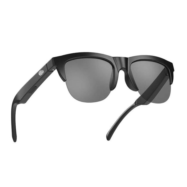 Smart Polarized Sunglasses With Built In Audio For Commuting black frame polarized lenses Bluetooth audio for commuters