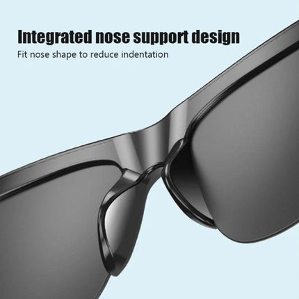Smart Polarized Sunglasses With Built In Audio For Commuting integrated nose support design close-up showing padded nose bridge