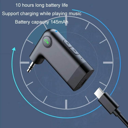 Car Mini AUX Wireless Bluetooth Receiver For Car Audio compact Bluetooth 5.0 adapter with 3.5mm jack, 10‑hour battery and USB‑C charging