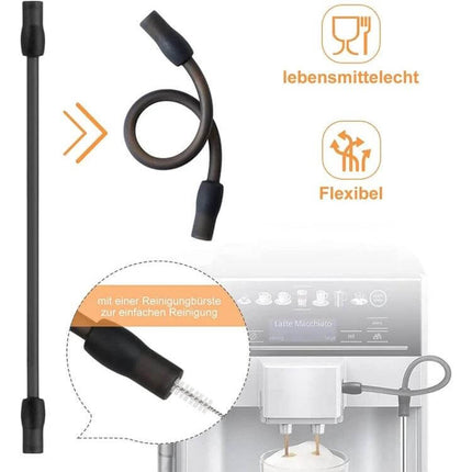 Milk Pipe And Cleaning Brush Set For Coffee Machines Dark Gray silicone hose and stainless tube with cleaning brush for espresso machines