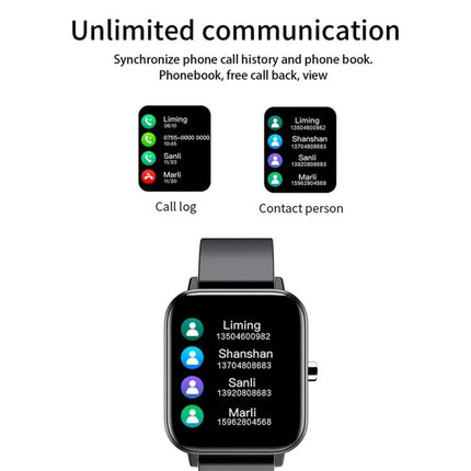 A Versatile Smart Watch for Daily Health and Activity Tracking showing call log and contacts on smartwatch screen