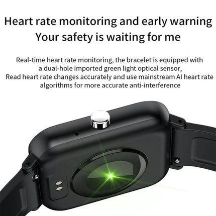 A Versatile Smart Watch for Daily Health and Activity Tracking showing heart rate monitoring sensor and green optical light
