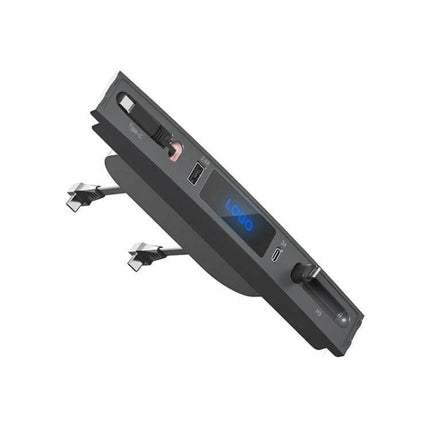 Compact Interior USB C Docking Hub For Car Charging with dual telescopic 0.8m USB-C lines, 27W PD and QC3.0 Type-C1 for Tesla Model 3 / Model Y
