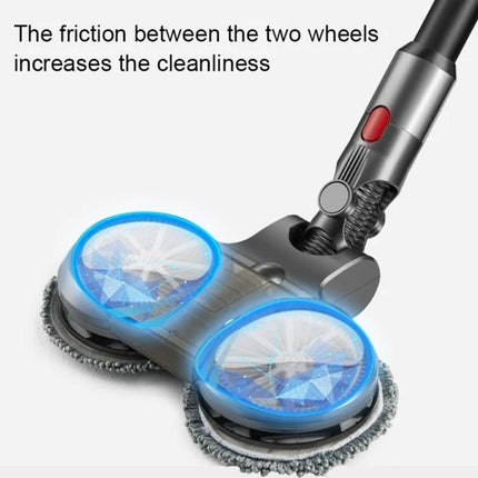 Dyson V15 Compatible Electric Wet and Dry Mopping Head for Floors showing dual rotating pads and swivel joint for wet and dry cleaning