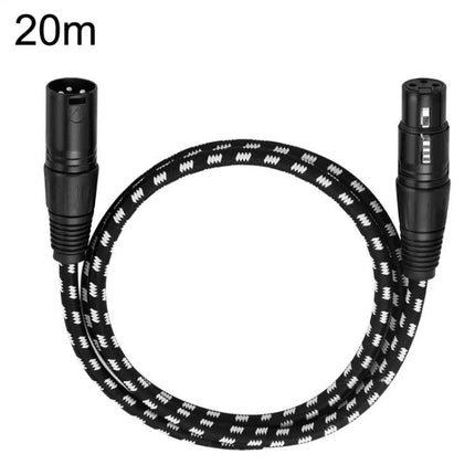 XLR Cable for Audio Connections in Daily Performances – 20m braided cotton mesh XLR microphone cable with male and female connectors