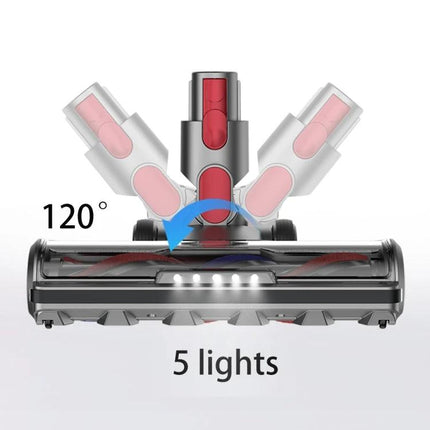 Carpet Brush Head for Dyson Compatible Vacuum Cleaners with detachable roller, 120° swivel head and 5 LED lights for thick carpets and rugs