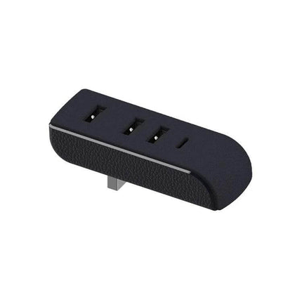 Tesla Model 3/Y Car USB Hub With 3 USB Ports And Type C Port – black in-glovebox hub with 3 USB-A ports and 1 USB-C port, plug-and-play for 2021–2022 Model 3 and Model Y
