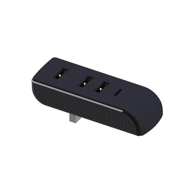 Tesla Model 3/Y Car USB Hub With 3 USB Ports And Type C Port – black in-glovebox hub with 3 USB-A ports and 1 USB-C port, plug-and-play for 2021–2022 Model 3 and Model Y