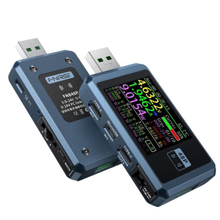 Fnirsi Usb Mobile Phone Charger Safety Detector With Bluetooth compact USB tester showing real-time voltage current power on color display
