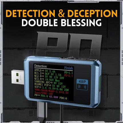 Fnirsi Usb Mobile Phone Charger Safety Detector With Bluetooth compact USB charger tester showing voltage current power readings