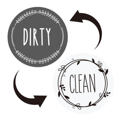 Double-Sided Clean Dirty Dishwasher Magnet Sign - Round Acrylic Cover