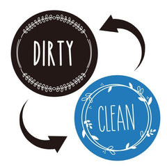 Double-Sided Clean Dirty Dishwasher Magnet Sign - Round Acrylic Cover