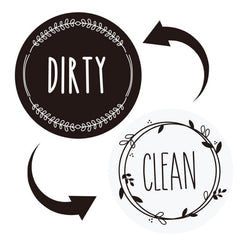 Double-Sided Clean Dirty Dishwasher Magnet Sign - Round Acrylic Cover