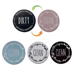 Double-Sided Clean Dirty Dishwasher Magnet Sign - Round Acrylic Cover