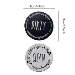 Double-Sided Clean Dirty Dishwasher Magnet Sign - Round Acrylic Cover