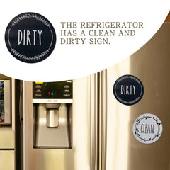 Double-Sided Clean Dirty Dishwasher Magnet Sign - Round Acrylic Cover